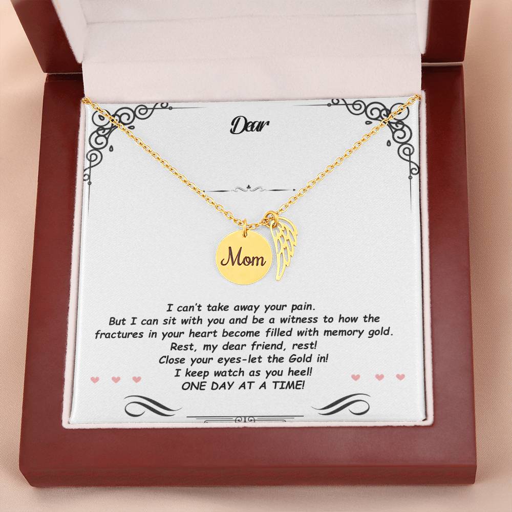 MOM Memorial Necklace with Wings-Angel Wings Necklace