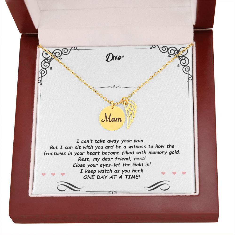 MOM Memorial Necklace with Wings-Angel Wings Necklace