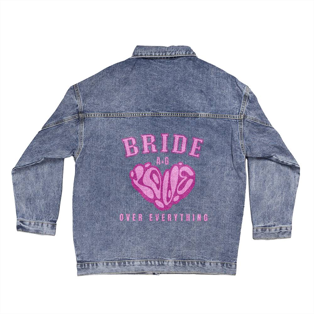 Personalized Gift For Bride, Bride Denim Jacket, Initial Heart design, Engagement Gift, Unique Bridal Shower Gift, Future Mrs Sweatshirt