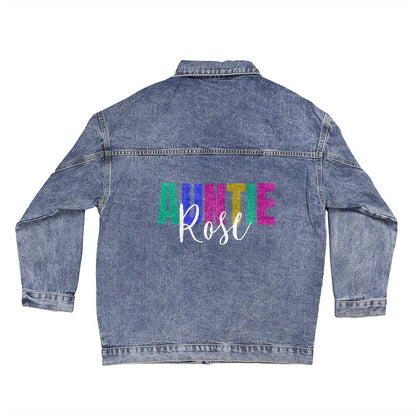 Personalized Auntie Denim Jacket, Aunt Gift, Custom Auntie Sweatshirt