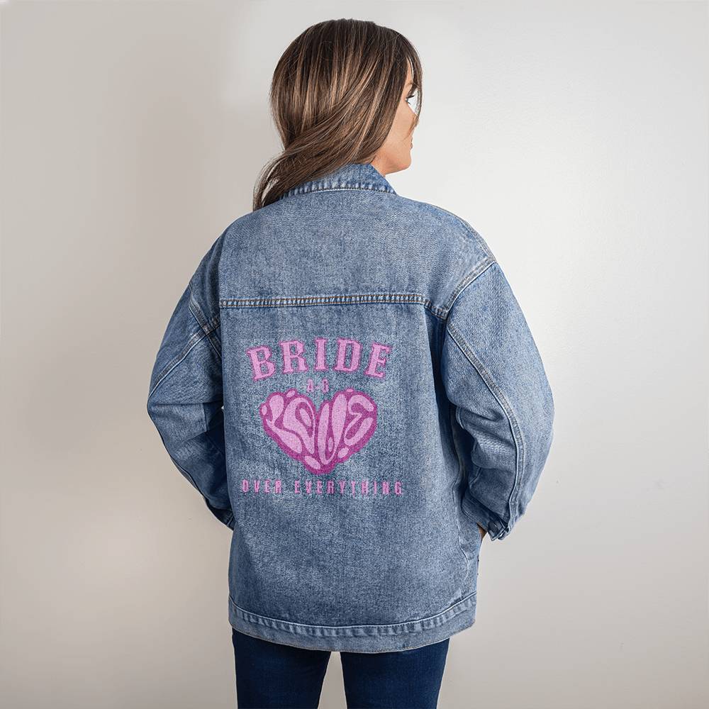 Personalized Gift For Bride, Bride Denim Jacket, Initial Heart design, Engagement Gift, Unique Bridal Shower Gift, Future Mrs Sweatshirt
