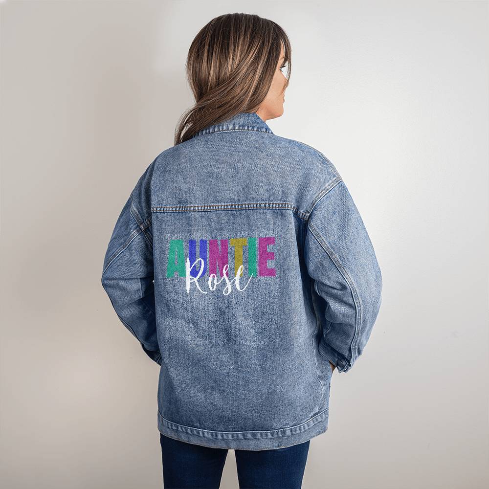 Personalized Auntie Denim Jacket, Aunt Gift, Custom Auntie Sweatshirt