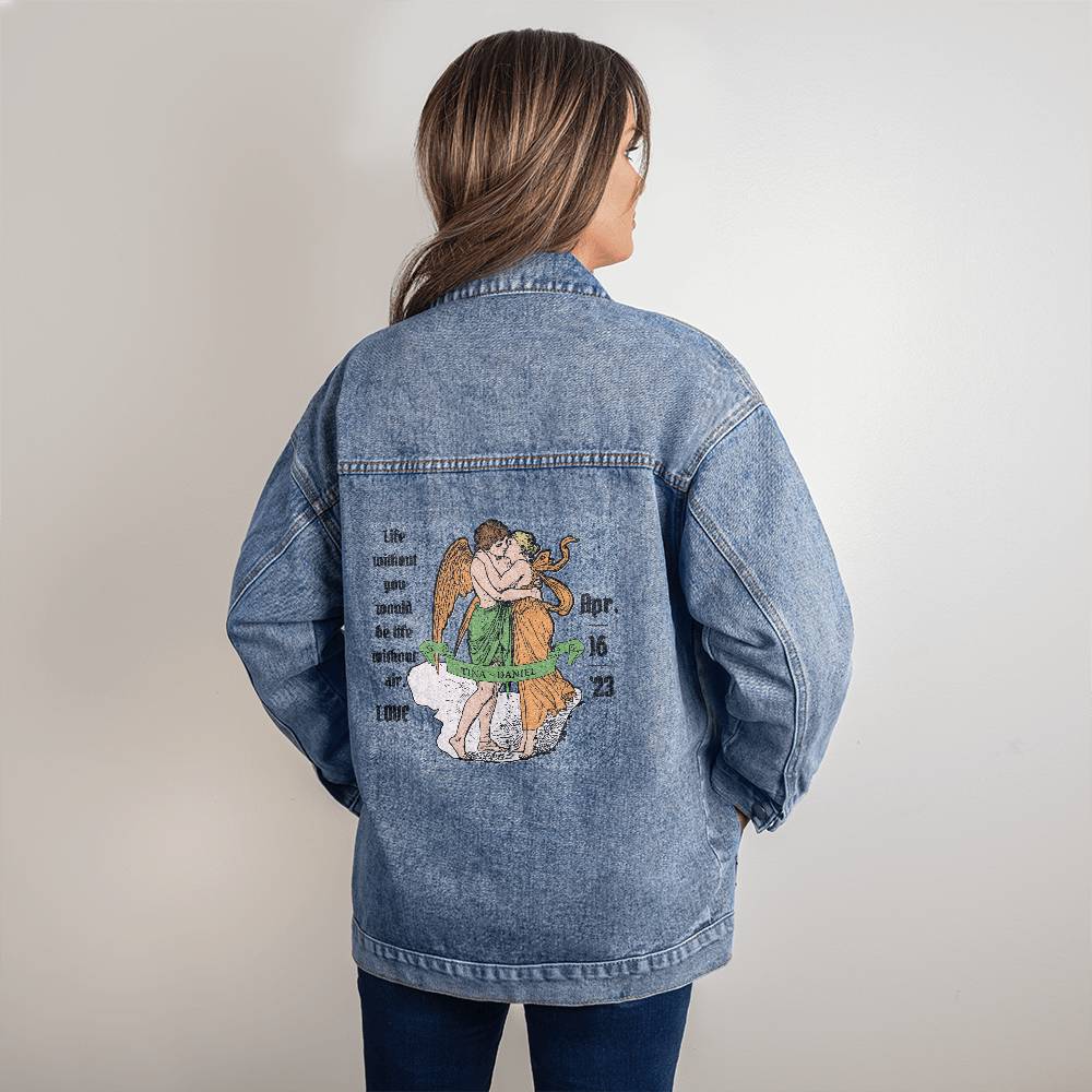 Personalized Gift For Bride, Bride Denim Jacket, Initial Heart design, Wedding Date gift, Unique Bridal Shower Gift, Future Mrs Sweatshirt