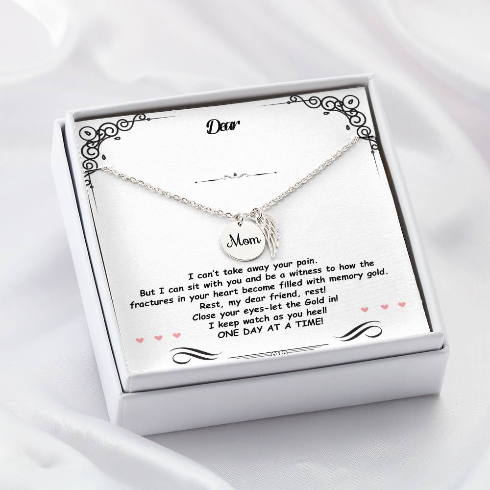 MOM Memorial Necklace with Wings-Angel Wings Necklace