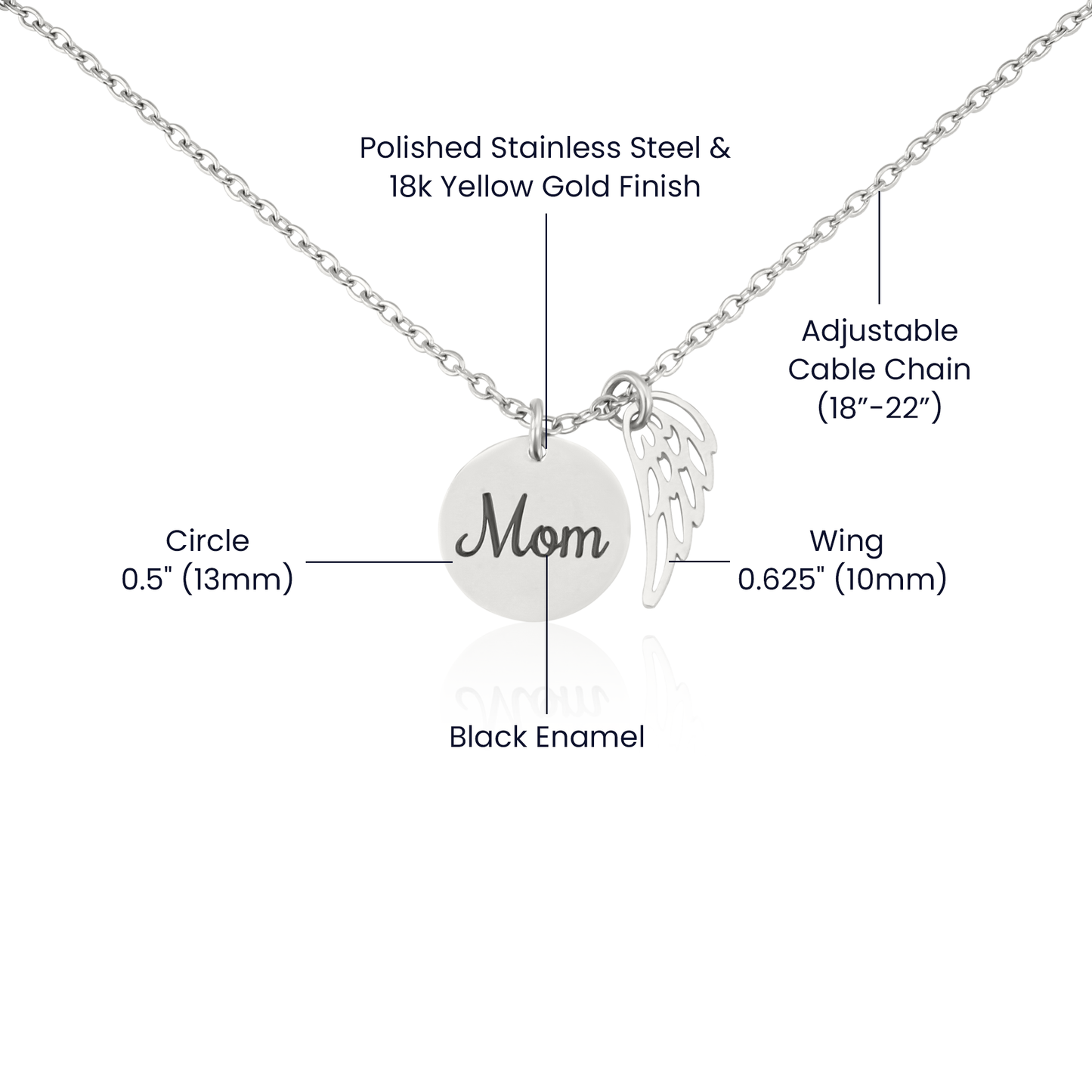 MOM Memorial Necklace with Wings-Angel Wings Necklace