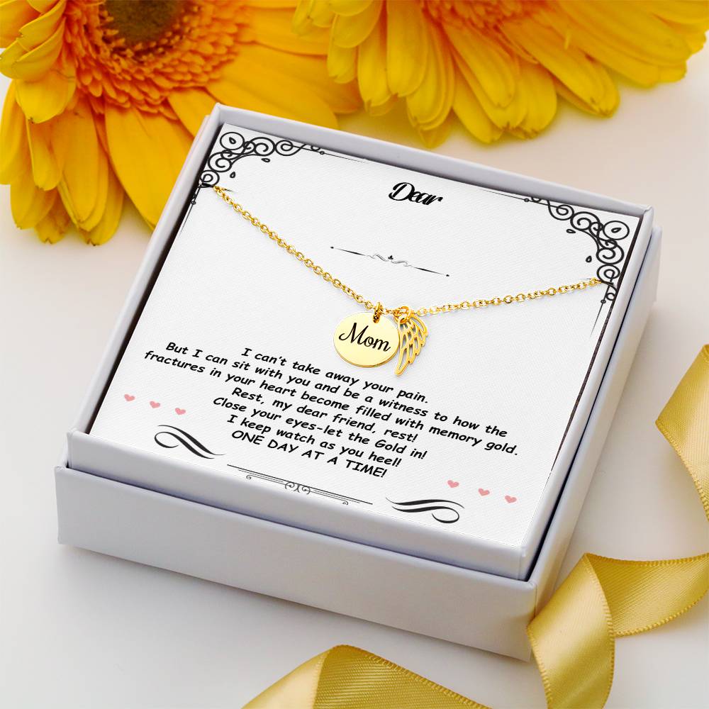 MOM Memorial Necklace with Wings-Angel Wings Necklace