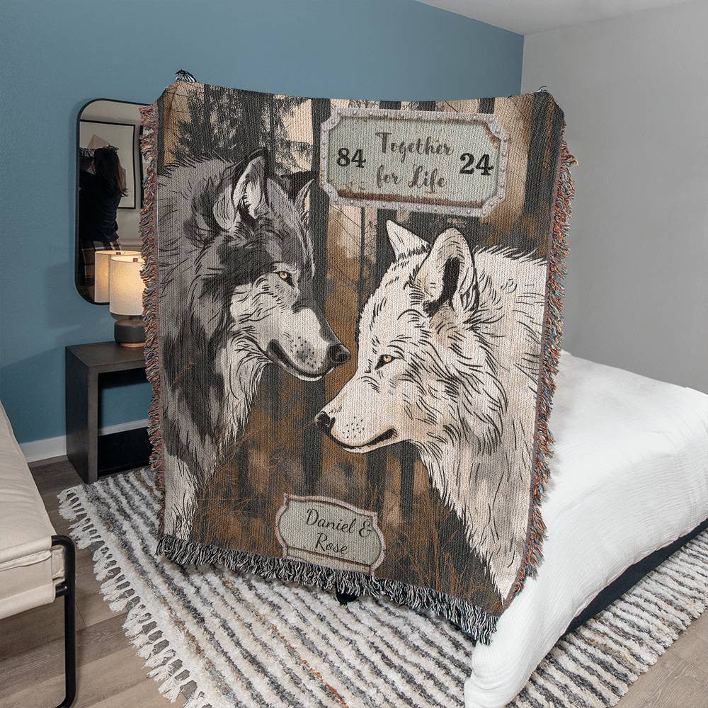 Together for Life Personalized Wolf Blanket A Symbolic Gift for Wed